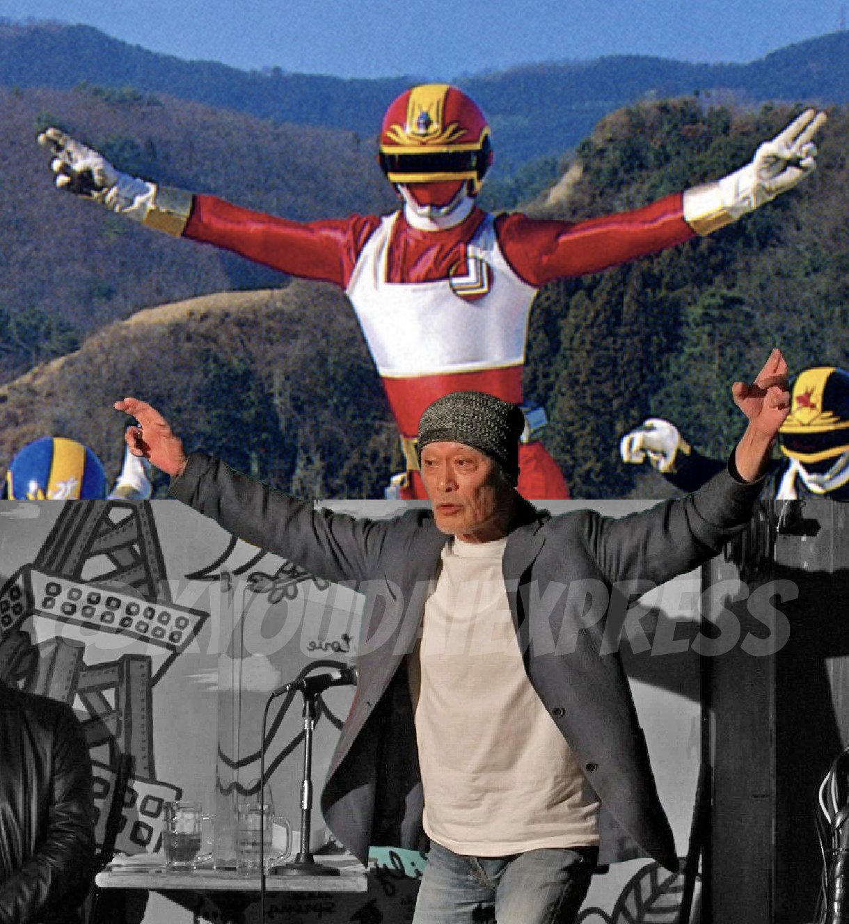 Kazuo Niibori no palco diante de Red Flash